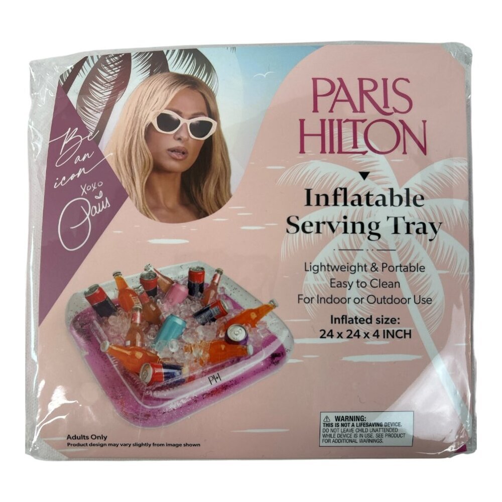 Paris Hilton Heart Shaped Inflatable Serving Tray‎ Summer Pool Vacation Beach